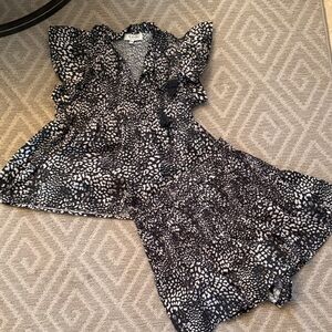 Sea New York Black and White Printed Flutter Mini Dress